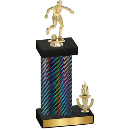 Accented Single Black Carbon Fiber Victory Soccer Trophy