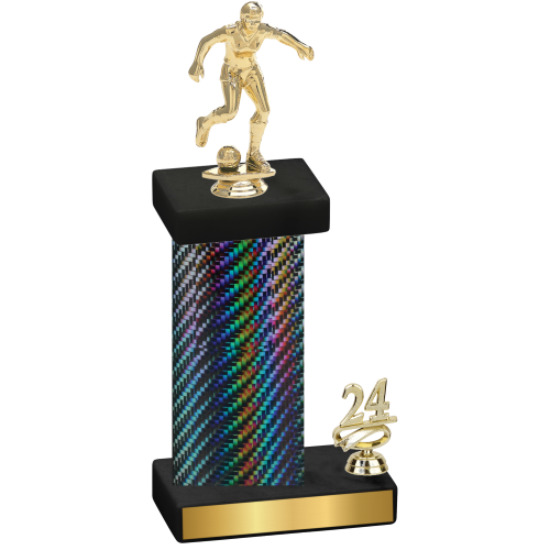 Accented Single Black Carbon Fiber Year Soccer Trophy