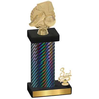 Accented Single Black Carbon Fiber Third Place Soccer Trophy