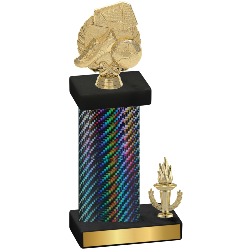 Accented Single Black Carbon Fiber Victory Soccer Trophy