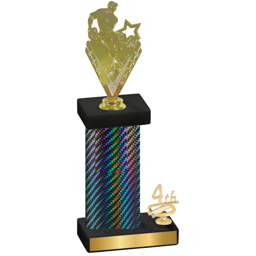 Accented Single Black Carbon Fiber Fourth Place Rugby Trophy