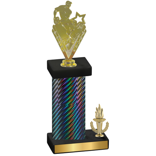 Accented Single Black Carbon Fiber Victory Rugby Trophy