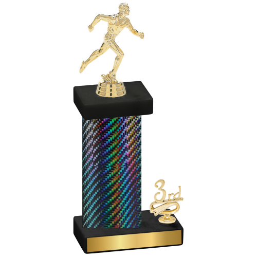 Accented Single Black Carbon Fiber Third Place Running Trophy