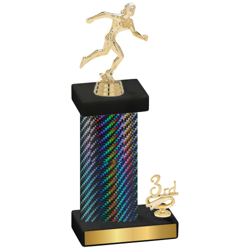 Accented Single Black Carbon Fiber Third Place Running Trophy