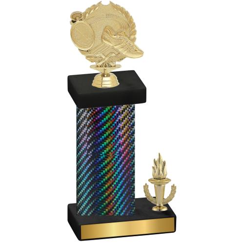 Accented Single Black Carbon Fiber Victory Running Trophy