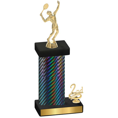 Accented Single Black Carbon Fiber Second Place Tennis Trophy