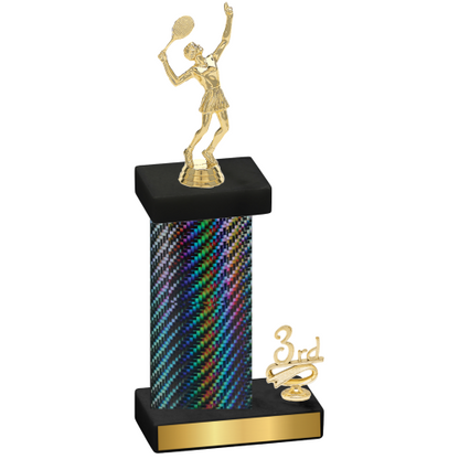 Accented Single Black Carbon Fiber Third Place Tennis Trophy