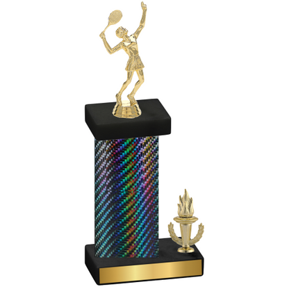 Accented Single Black Carbon Fiber Victory Tennis Trophy