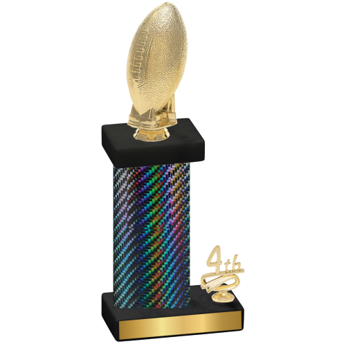 Accented Single Black Carbon Fiber Fourth Place Football Trophy