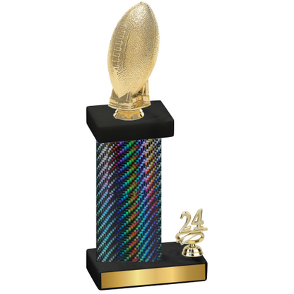 Accented Single Black Carbon Fiber Year Football Trophy