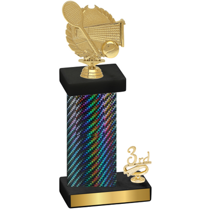 Accented Single Black Carbon Fiber Third Place Tennis Trophy