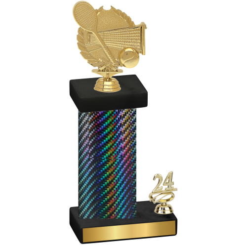 Accented Single Black Carbon Fiber Year Tennis Trophy