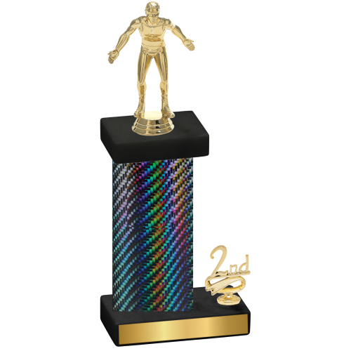 Accented Single Black Carbon Fiber Second Place Wrestling Trophy