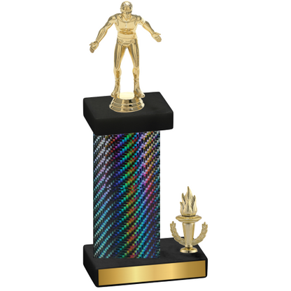 Accented Single Black Carbon Fiber Victory Wrestling Trophy