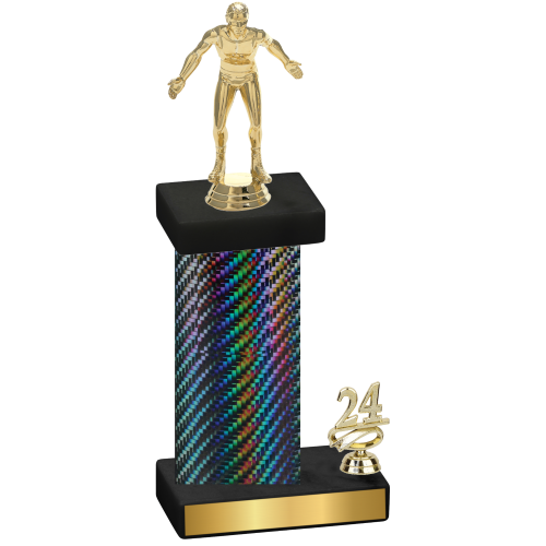 Accented Single Black Carbon Fiber Year Wrestling Trophy