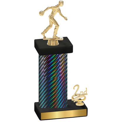 Accented Single Black Carbon Fiber Second Place Bowling Trophy