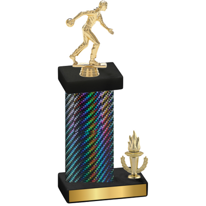 Accented Single Black Carbon Fiber Victory Bowling Trophy