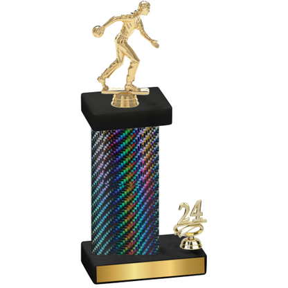 Accented Single Black Carbon Fiber Year Bowling Trophy