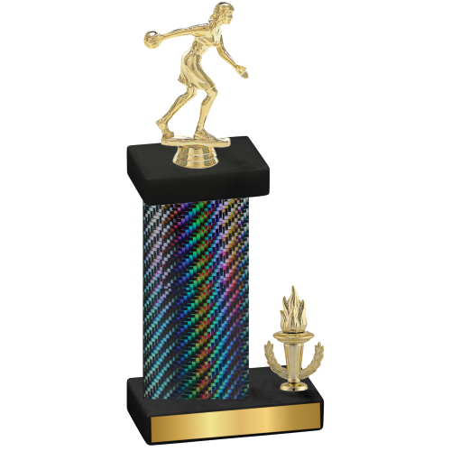 Accented Single Black Carbon Fiber Victory Bowling Trophy