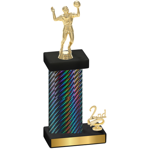 Accented Single Black Carbon Fiber Second Place Volleyball Trophy