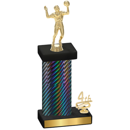 Accented Single Black Carbon Fiber Fourth Place Volleyball Trophy