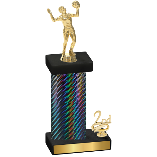 Accented Single Black Carbon Fiber Second Place Volleyball Trophy