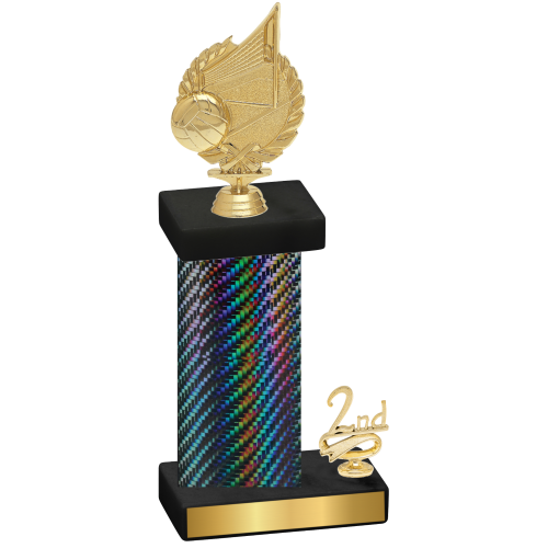 Accented Single Black Carbon Fiber Second Place Volleyball Trophy