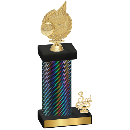 Accented Single Black Carbon Fiber Third Place Volleyball Trophy