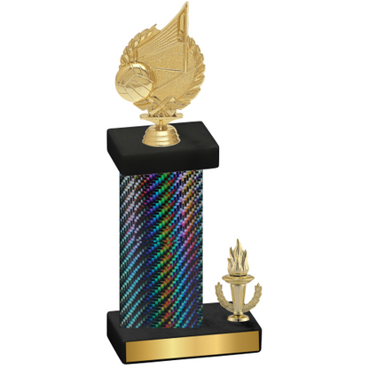 Accented Single Black Carbon Fiber Victory Volleyball Trophy