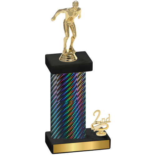 Accented Single Black Carbon Fiber Second Place Swimming Trophy