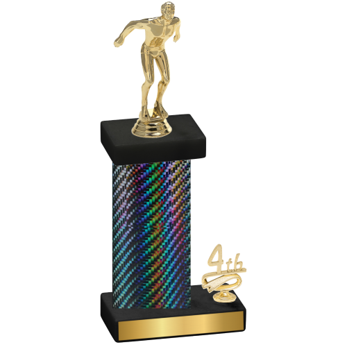 Accented Single Black Carbon Fiber Fourth Place Swimming Trophy