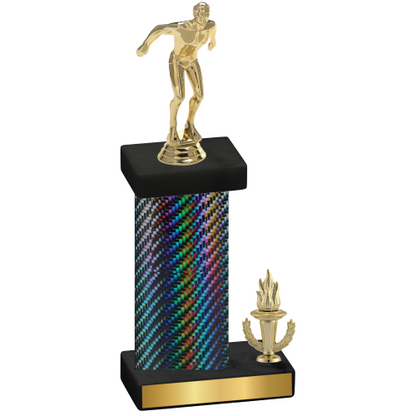 Accented Single Black Carbon Fiber Victory Swimming Trophy