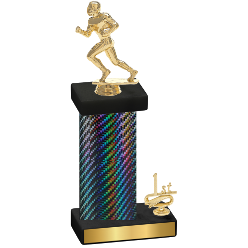 Accented Single Black Carbon Fiber First Place Football Trophy