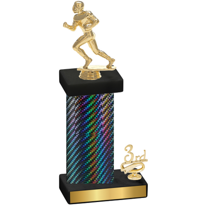 Accented Single Black Carbon Fiber Third Place Football Trophy