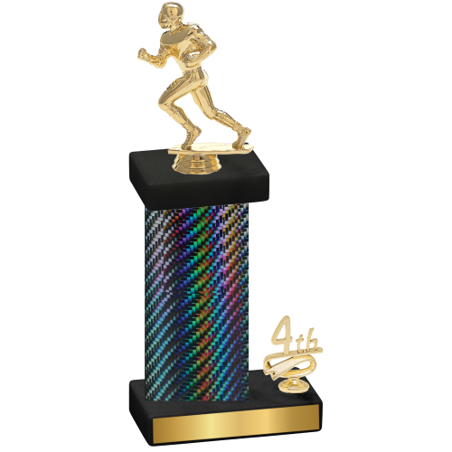 Accented Single Black Carbon Fiber Fourth Place Football Trophy
