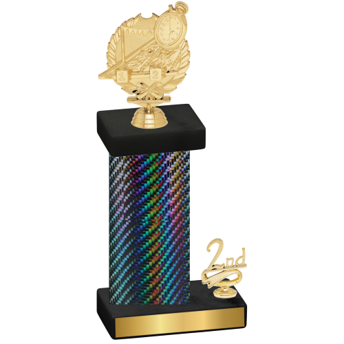 Accented Single Black Carbon Fiber Second Place Swimming Trophy