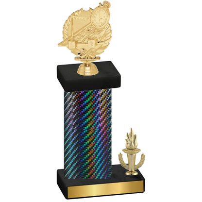 Accented Single Black Carbon Fiber Victory Swimming Trophy