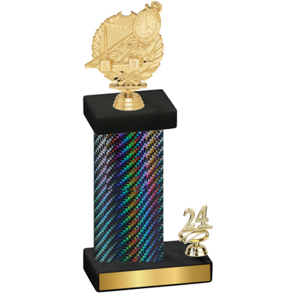 Accented Single Black Carbon Fiber Year Swimming Trophy