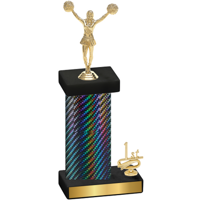 Accented Single Black Carbon Fiber First Place Cheerleading Trophy