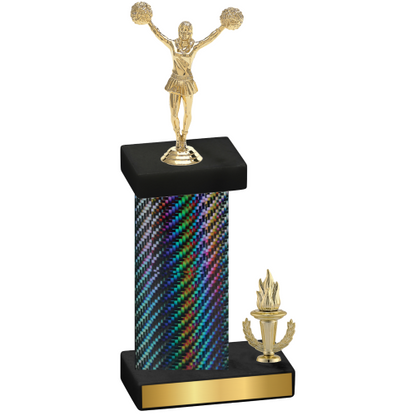 Accented Single Black Carbon Fiber Victory Cheerleading Trophy