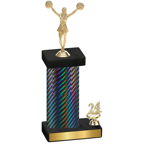 Accented Single Black Carbon Fiber Year Cheerleading Trophy