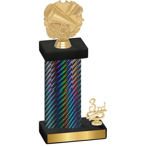 Accented Single Black Carbon Fiber Third Place Cheerleading Trophy