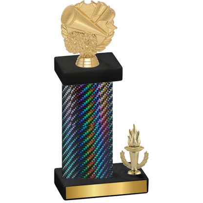 Accented Single Black Carbon Fiber Victory Cheerleading Trophy