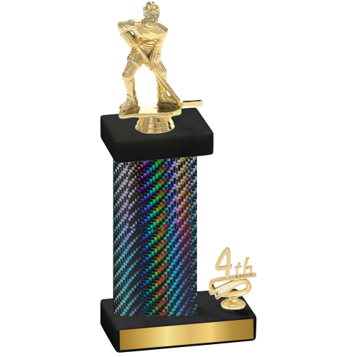 Accented Single Black Carbon Fiber Fourth Place Hockey Trophy