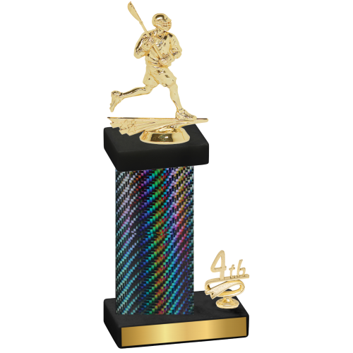 Accented Single Black Carbon Fiber Fourth Place Lacrosse Trophy