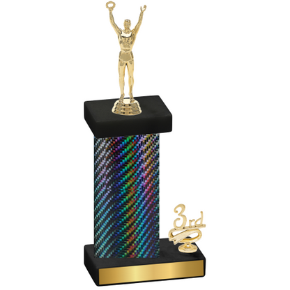 Accented Single Black Carbon Fiber Third Place Victory Trophy