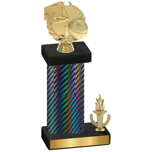 Accented Single Black Carbon Fiber Victory Basketball Trophy