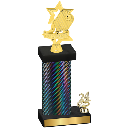 Accented Single Black Carbon Fiber Year Pickleball Trophy