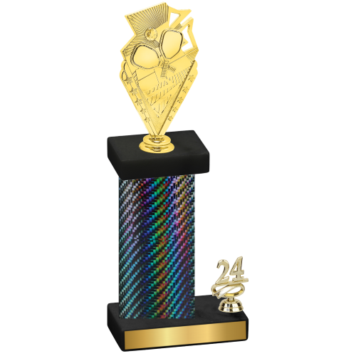 Accented Single Black Carbon Fiber Year Pickleball Trophy