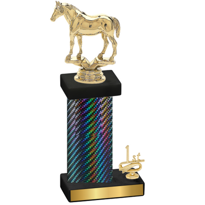 Accented Single Black Carbon Fiber First Place Horses Trophy